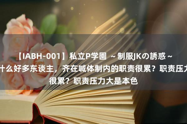 【IABH-001】私立P学園 ～制服JKの誘惑～ Vol.1 为什么好多东谈主，齐在喊体制内的职责很累？职责压力大是本色