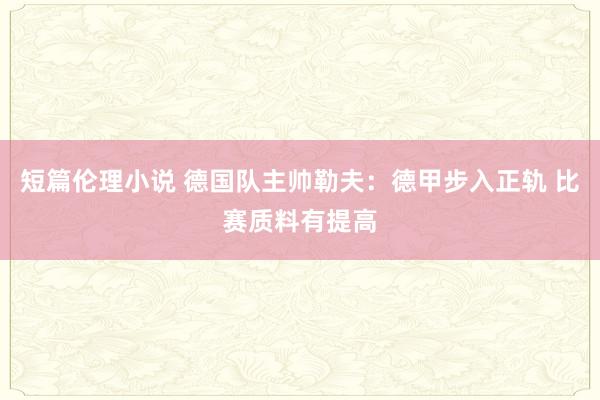 短篇伦理小说 德国队主帅勒夫：德甲步入正轨 比赛质料有提高