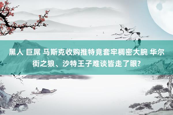 黑人 巨屌 马斯克收购推特竟套牢稠密大腕 华尔街之狼、沙特王子难谈皆走了眼?