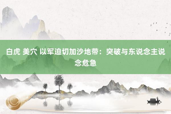 白虎 美穴 以军迫切加沙地带：突破与东说念主说念危急