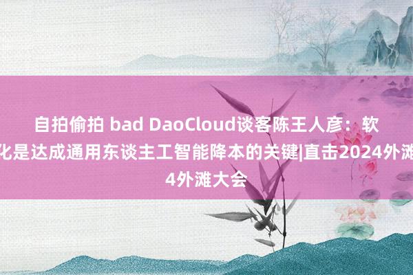 自拍偷拍 bad DaoCloud谈客陈王人彦：软件优化是达成通用东谈主工智能降本的关键|直击2024外滩大会