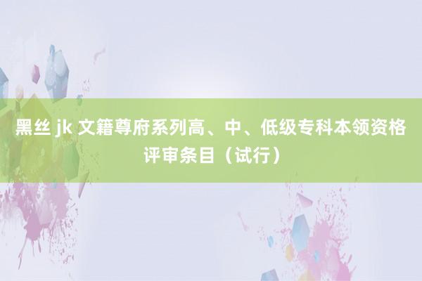 黑丝 jk 文籍尊府系列高、中、低级专科本领资格评审条目（试行）